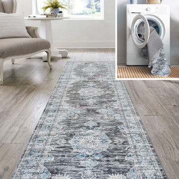 Bausch Bohemian Distressed Chenille Machine-washable Area Rug